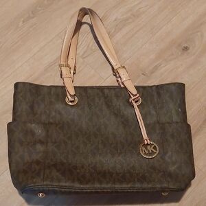 Michael Kors Dark Brown Tote with Tan Accents